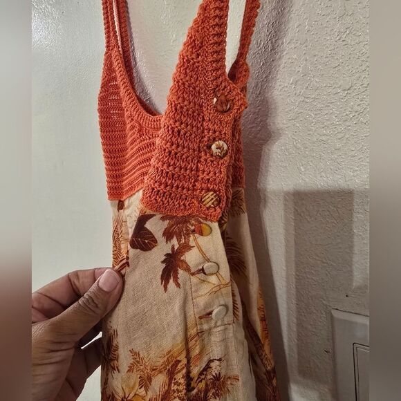 Alanui Hookipa Toile De Jouy Maxi Dress In Orange Size Small - Picture 8 of 13